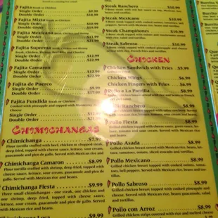menu
