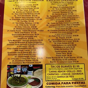 menu
