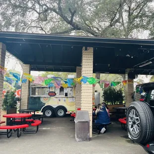 a food truck parked in a parking lot