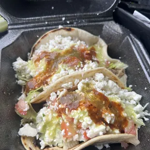 Tacos with flour tortillas