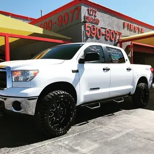 2013 Toyota Tundra Crew Max 4X4. Toy Tec leveling kit, Toy Tec rear air suspension, aftermarket wheels and tires. Stock #7965