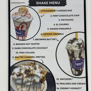 Fiesta nutrition shake menu