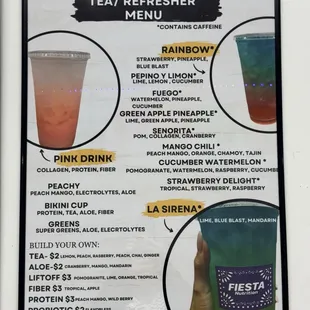 Refresher/Tea Menu