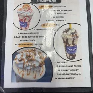 Fiesta Nutrition Shake Menu