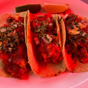 3 different vegan tacos