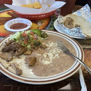 Lunch Carnita with double order of beans