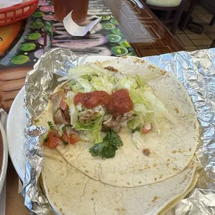Carnitas on Flour Tortilla