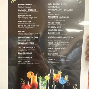 Drink menu