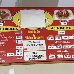 a menu for a mexican restaurant