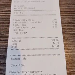 Receipt 2/12/25