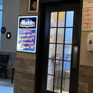 Specials board next to the entrance/exit