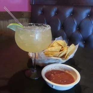 Margaritas with complimentary chips