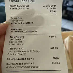 Receipt - well priced