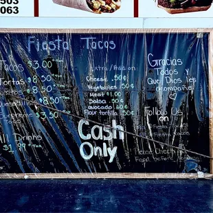 Fiesta Tacos Pricing Menu