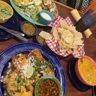 All of our food plus the chips and salsa and guac