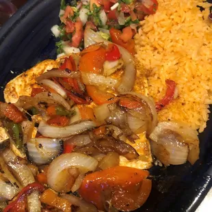 Pollo Asado (grilled chicken breast with the peppers &amp; onions)