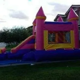 Pink and Purple combo with slide and optional water slide and pool.