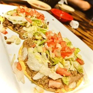 Ground beef and steak Tostadas