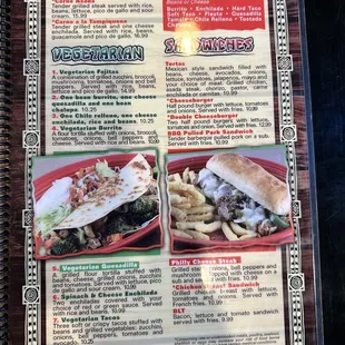 a menu for a mexican restaurant