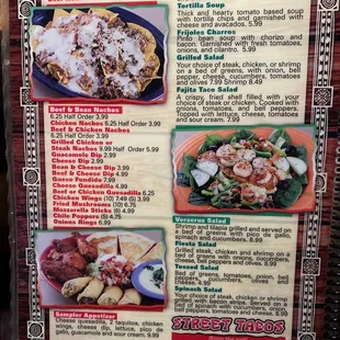 a menu for a mexican restaurant