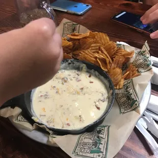 Kettle chips and queso