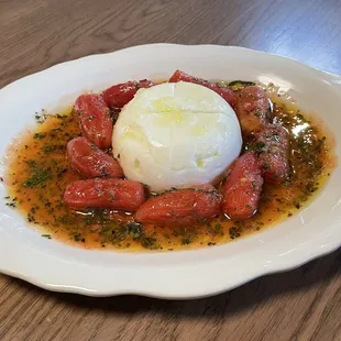 Hand-pulled fresh mozzarella with macerated San Marzano tomatoes