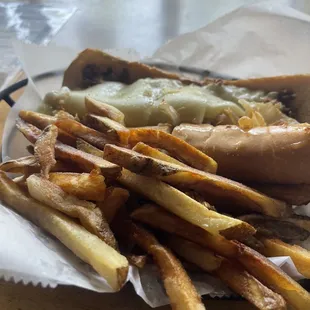 Cheesesteak (special on Thursday is $10) with French fries and provolone cheese