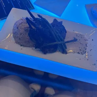 Ordered Lamb Chops + Asparagus + Mashed Potatoes