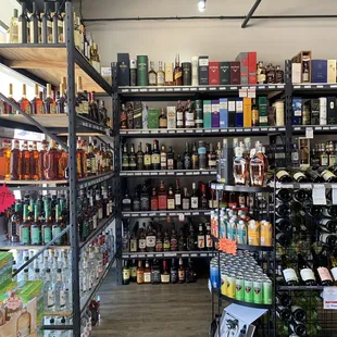 shelves of wine and spirits