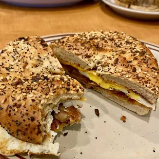 Bacon, egg and cheese sandwich - so delish I had to take a close up!