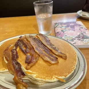 Golden Brown Pancakes with Bacon Breakfast