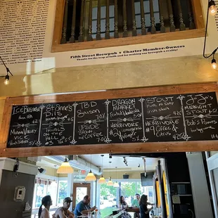 Inside beer menu