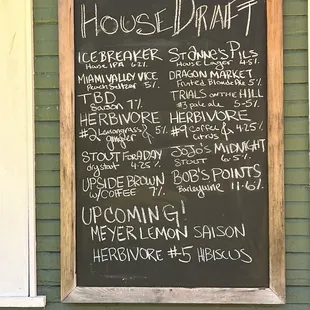 Outside beer menu