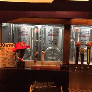 Member sponsored Brite tanks can be seen from the bar.