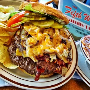 Bacon Onions n Cheese oh what a explosion of a Cheeseburger