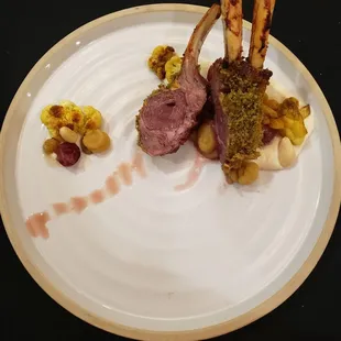 Rack of lamb chops.  Stunning to look at, lovely to eat.