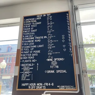 Beer menu