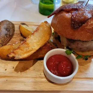 Delicious, juicy cheese burger