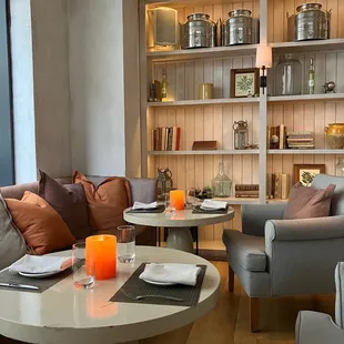 Modern looking room. Enjoyed the cushy upholstered chair.