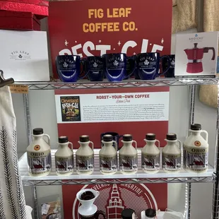 a display of fig leaf coffee