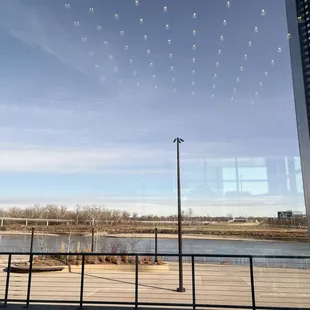 a view of a lake through a window