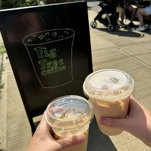 Chai latte and brown sugar latte with oat milk