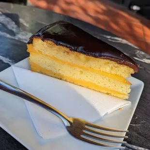 Slice of Boston creme pie