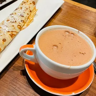 Sugar Crepe and Mexican Hot Chocolate