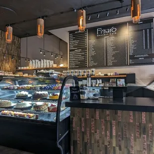 a display of cakes and pastries