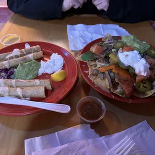 Fiesta Nachos, Beef taquitos and a good looking date.