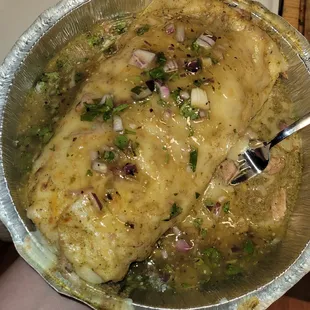 Chili Verde burrito (with green salsa from salsa bar on top)