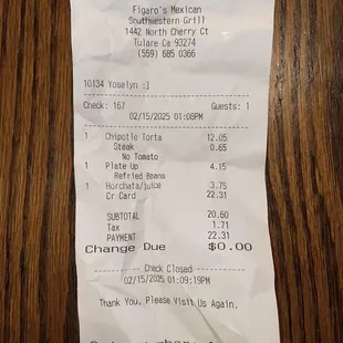 No picture of the torta plate but here is proof of purchase.