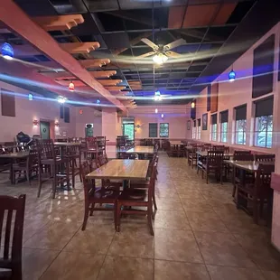 Indoor dining . It was storming outside and slow.