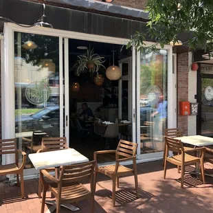 Exterior with small outdoor seating area